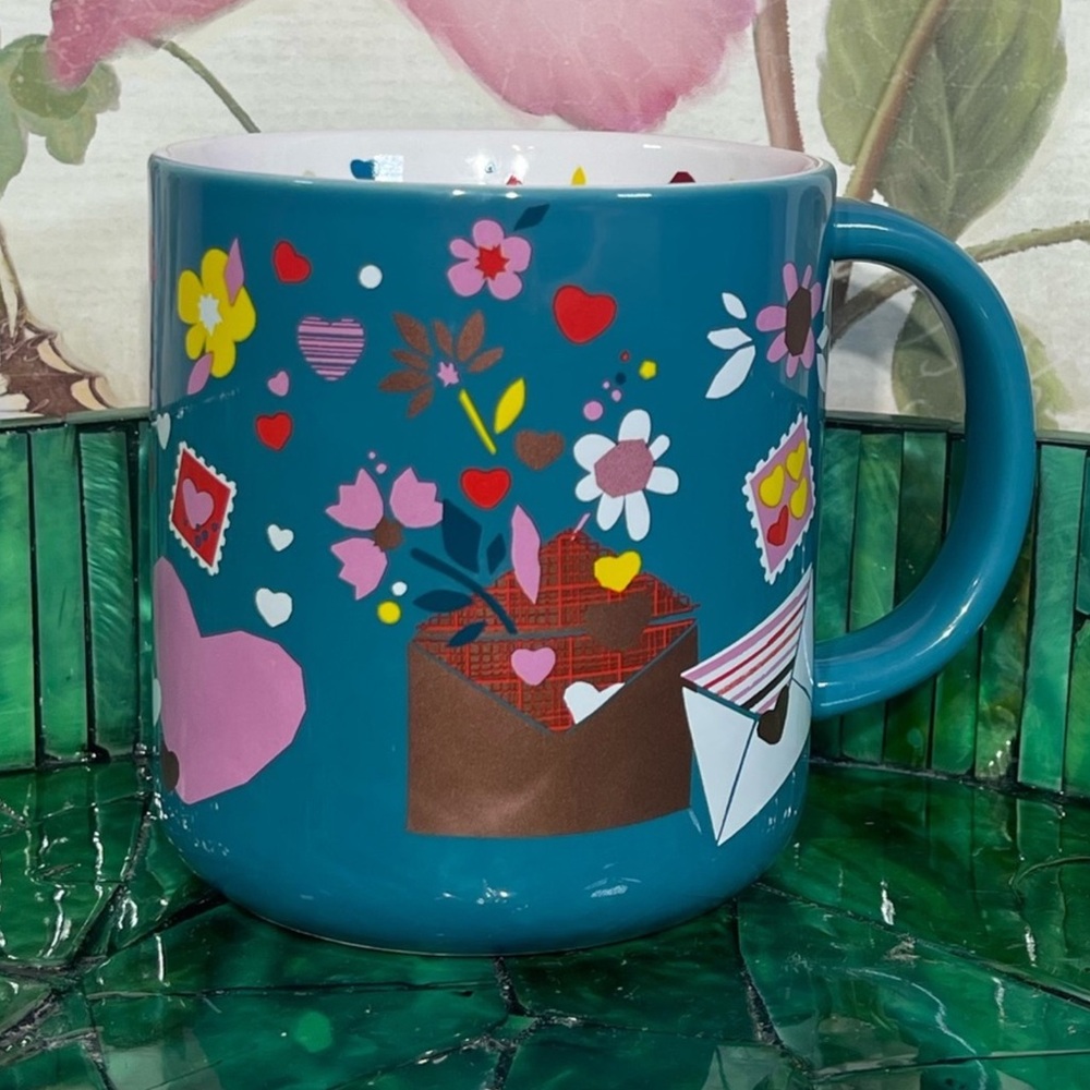 Starbucks Valentines Blue Hearts Ceramic Love Confetti Mug
